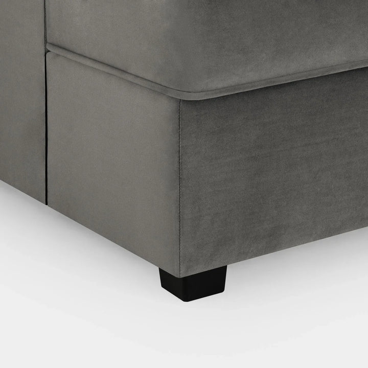 Carnaby Sofa Plush Grey Velvet U Shape Corner Sofa