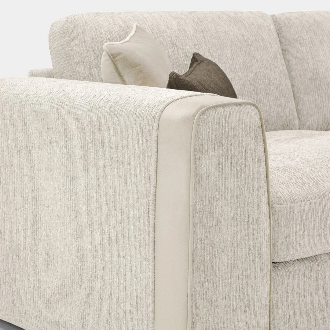 Naples Sofa Beige Fabric Large Corner Sofa