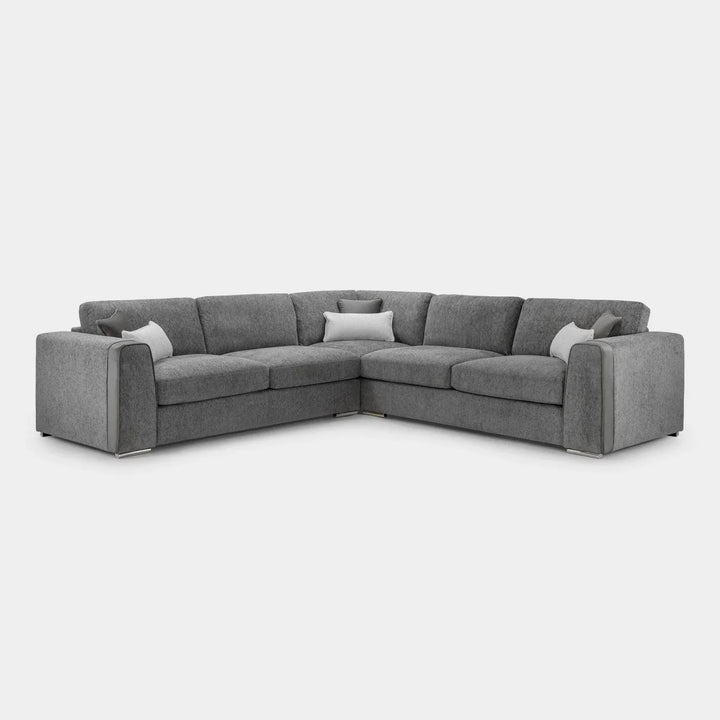 Naples Sofa Grey Fabric Large Corner Sofa