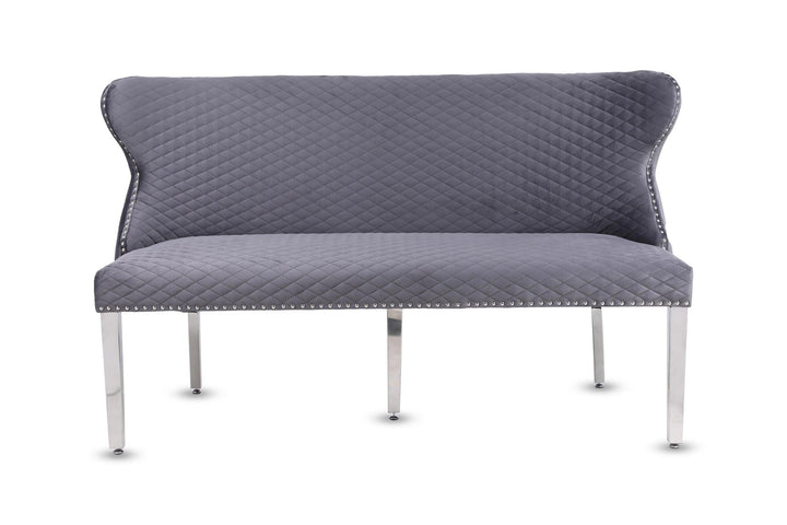 Valentino Lion Knocker Quilted Tufted Plush Velvet 150cm Dining Bench - 5 Colours-Esme Furnishings
