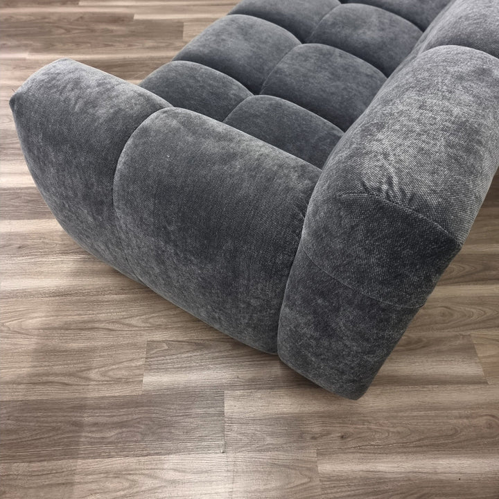 The Harlem Steel Boucle Velvet 3 Seater Premium Sofa Boucle Fabric