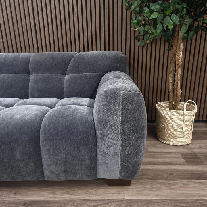 The Harlem Steel Boucle Velvet Footstool Premium Sofa Boucle Fabric