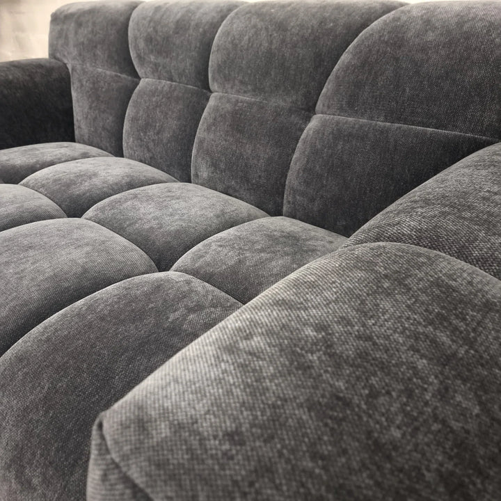 The Harlem Steel Boucle Velvet Footstool Premium Sofa Boucle Fabric