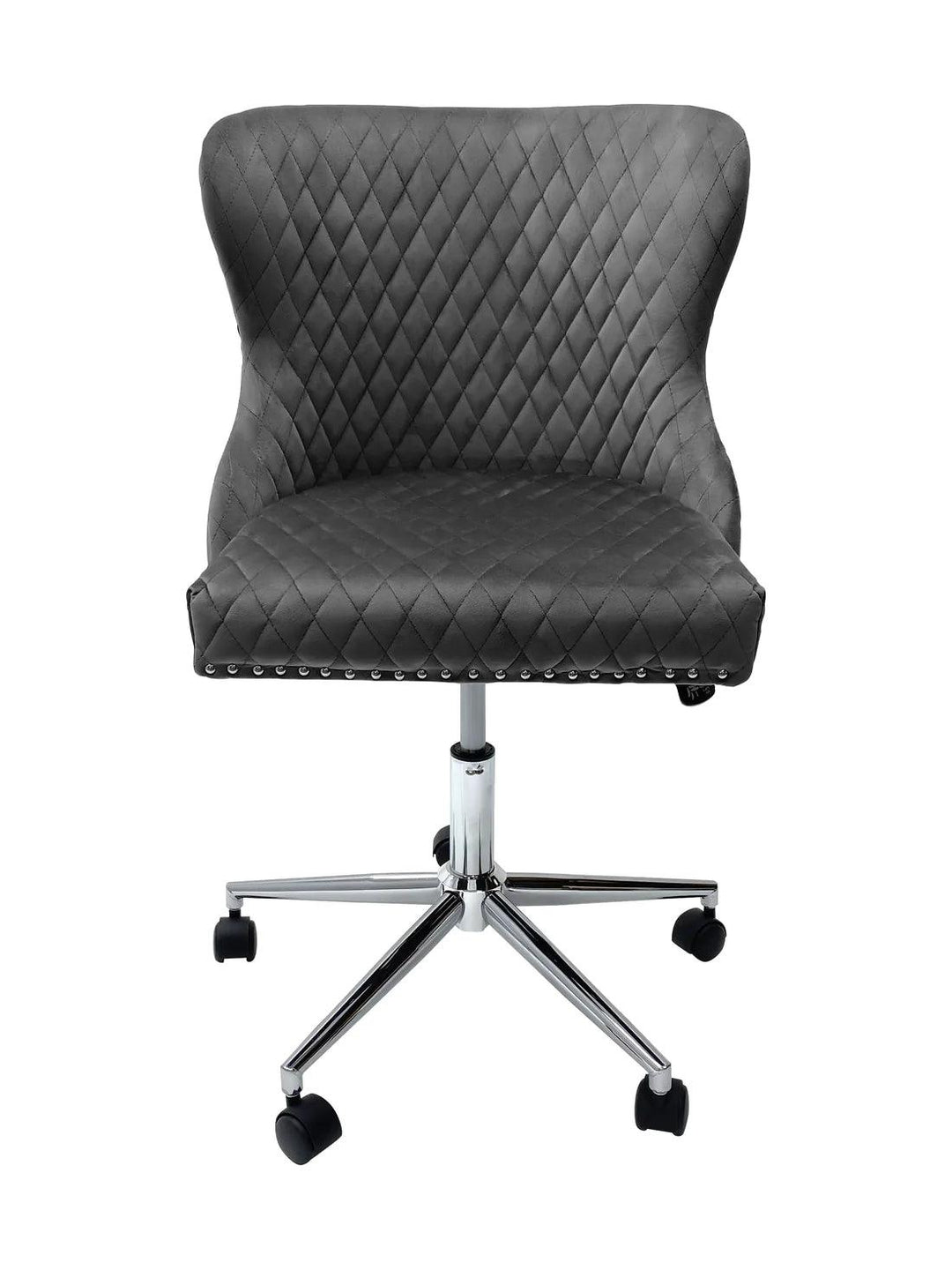 Valentino Grey Velvet Office Chair-Esme Furnishings