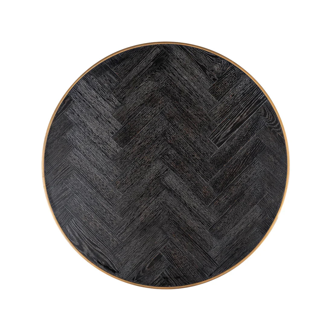 Richmond Interiors Blackbone Black Oak and Brass Nest of 2 Coffee Tables