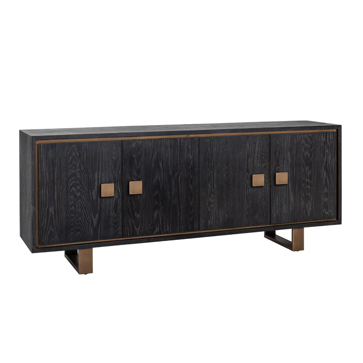 Richmond Interiors Hunter Black Oak and Gold 4 Door Sideboard