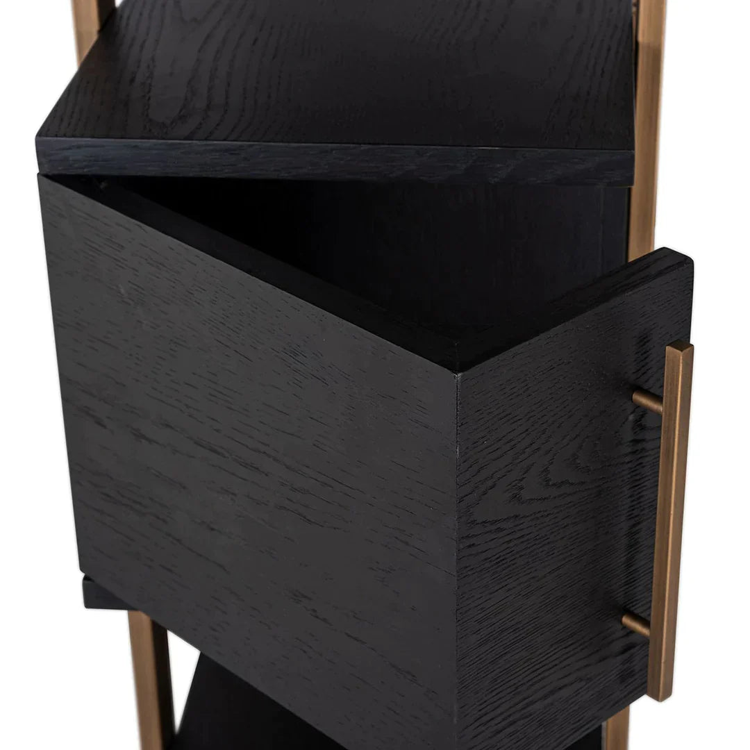 Richmond Interiors Cambon Gold Stainless Steel Bookcase with Dark Coffee 4 Door Cabinet