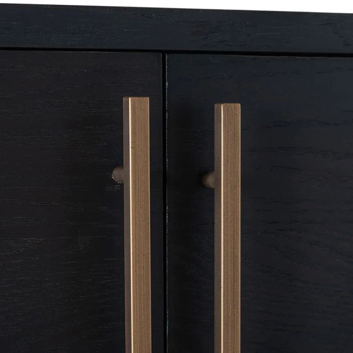 Richmond Interiors Cambon Gold Stainless Steel Bookcase with Dark Coffee 4 Door Cabinet