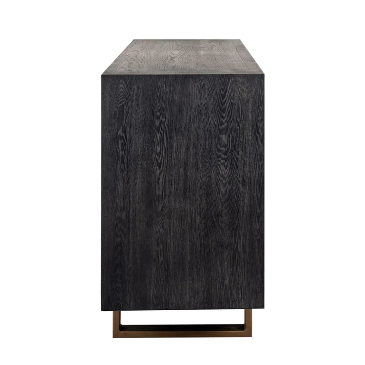 Richmond Interiors Hunter Black Oak and Gold 4 Door Sideboard