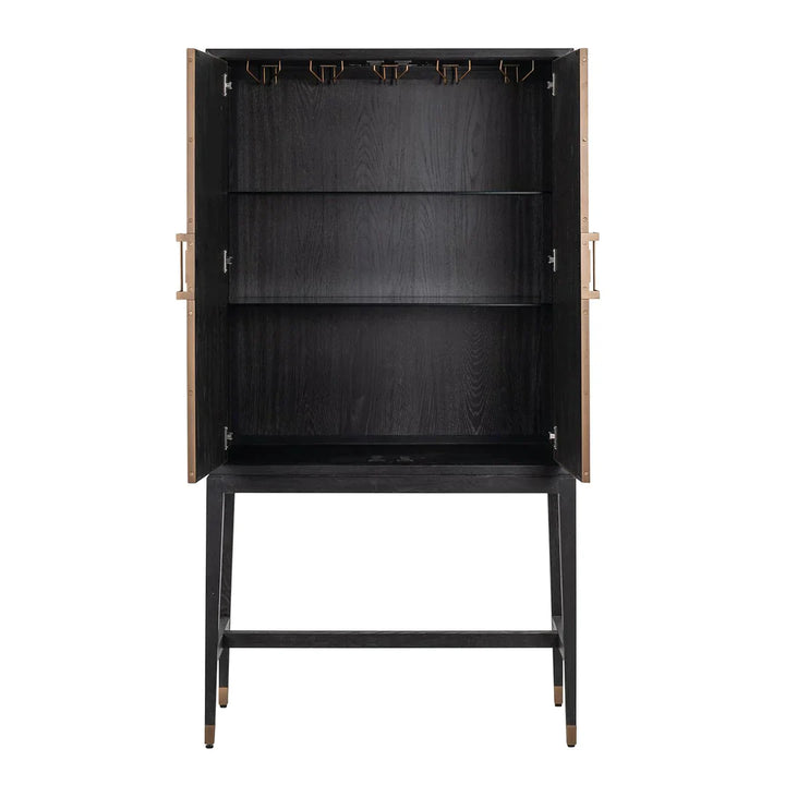 Richmond Interiors Bloomville Shagreen Faux Leather 2 Door Bar Cabinet