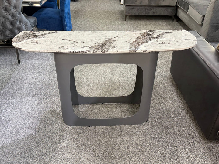 Lina Grey Ceramic Marble Console Table