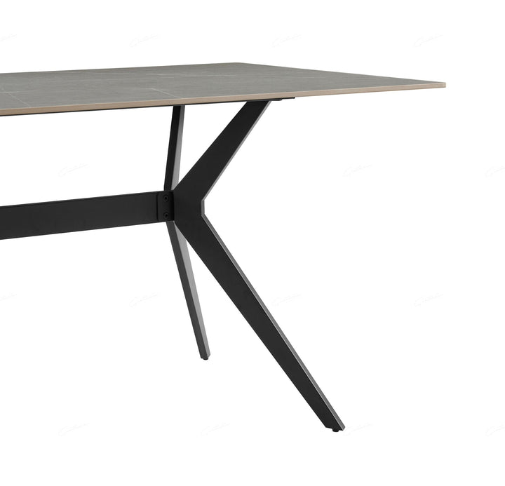 Livia 160cm Grey Ceramic Sintered Marble Dining Table - Esme Furnishings