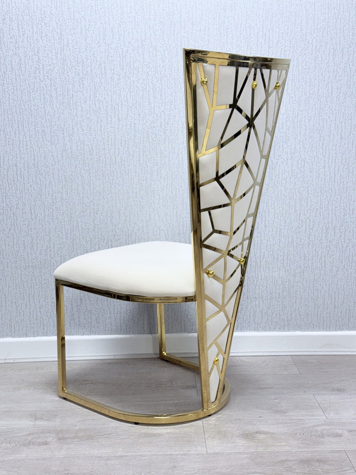 Louis Marble & Gold Dining Table With Florence High Back Velvet Chairs - Esme Furnishings