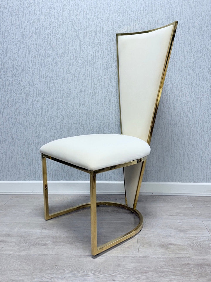 Louis Marble & Gold Dining Table With Florence High Back Velvet Chairs - Esme Furnishings