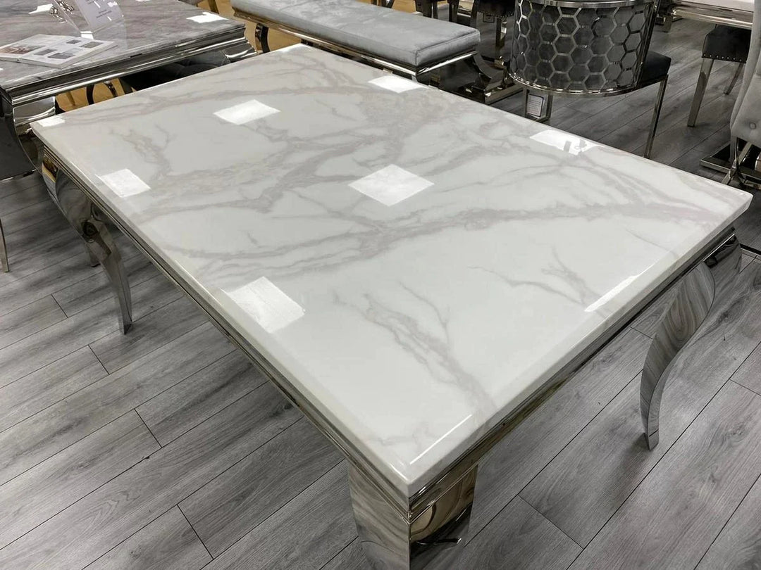 Louis 200CM Marble & Chrome Dining Table - 4 Colours