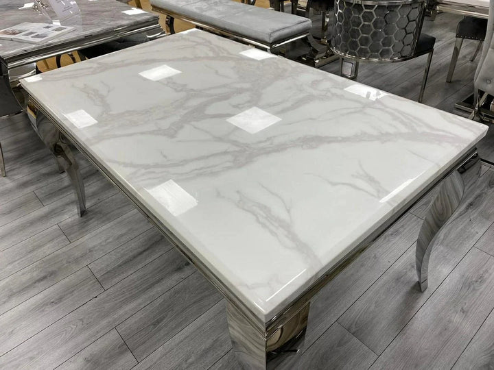 Louis 150CM Marble & Chrome Dining Table - 5 Colours