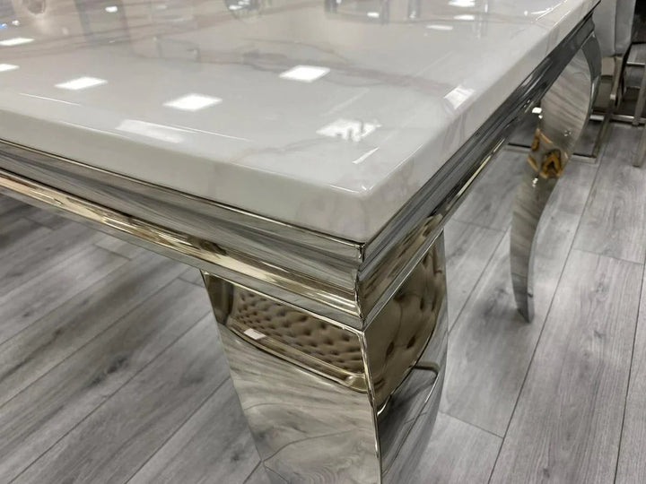 Louis 150CM Marble & Chrome Dining Table - 5 Colours