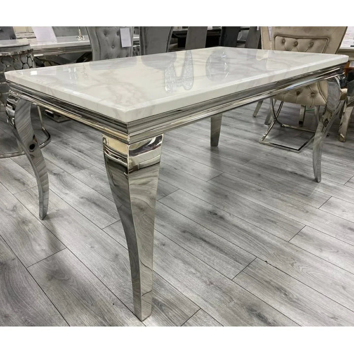 Louis 120CM Marble & Chrome Dining Table - 4 Colours