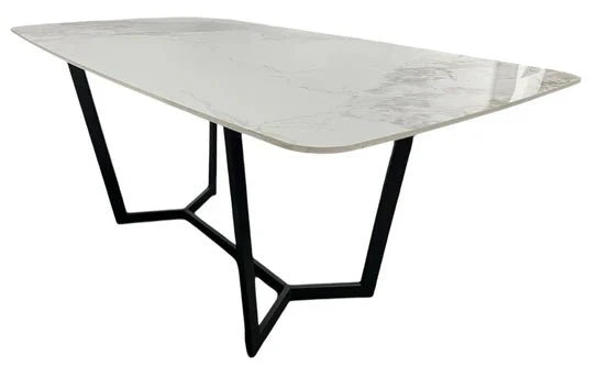 Lucien 180cm White Grey Dining Table With Black Legs - Esme Furnishings