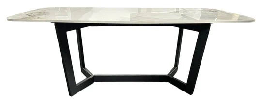 Lucien 180cm White Grey Dining Table With Black Legs - Esme Furnishings