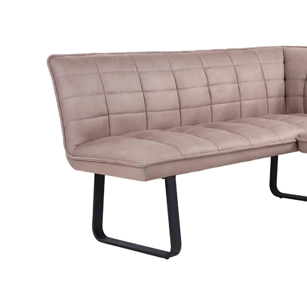 Luna Corner Taupe Velvet Bench - Left Hand Facing - Esme Furnishings