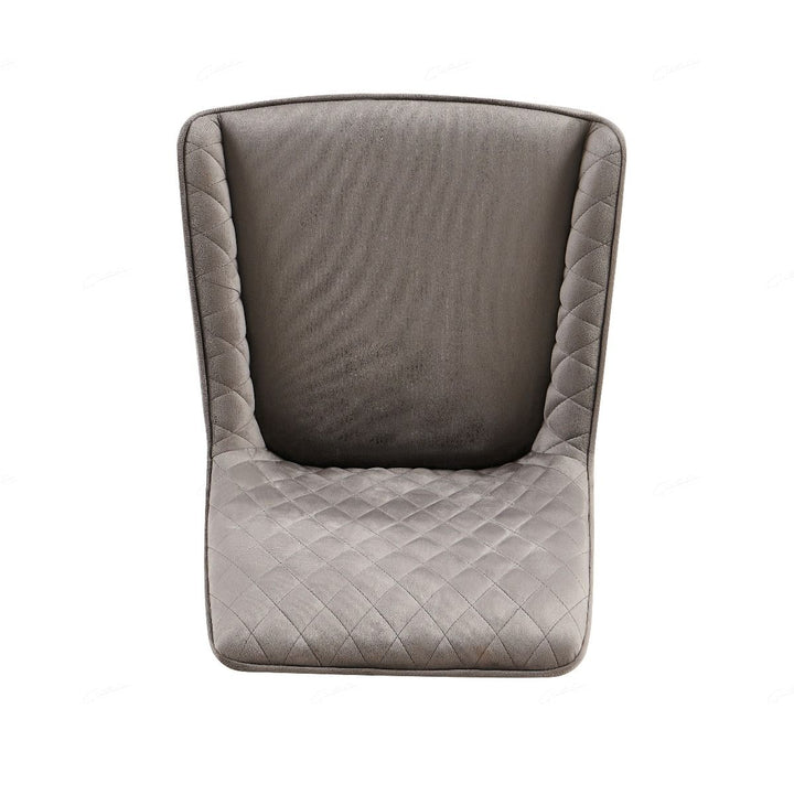 Nina Grey Velvet Quilted Dining Chairs With Black Metal Base - Pairs - Esme Furnishings