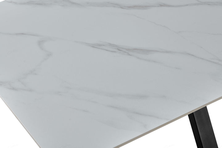 Phoenix 160cm White Ceramic Sintered Marble Dining Table - Esme Furnishings