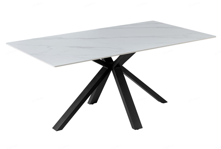 Phoenix 160cm White Ceramic Sintered Marble Dining Table - Esme Furnishings
