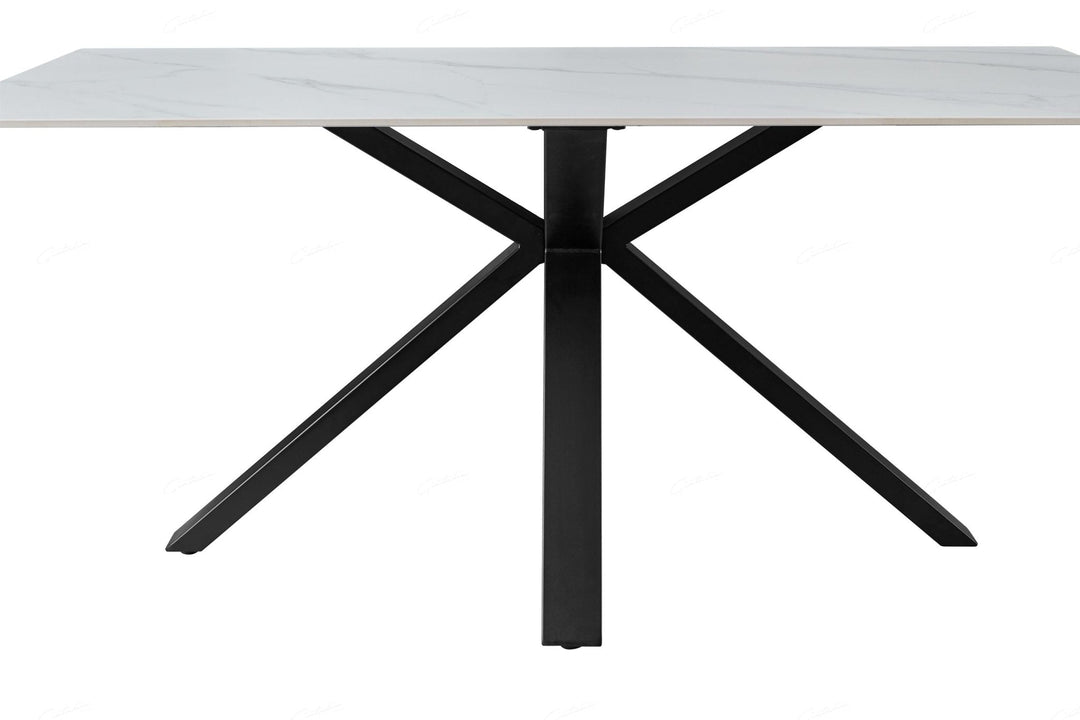 Phoenix 160cm White Ceramic Sintered Marble Dining Table - Esme Furnishings