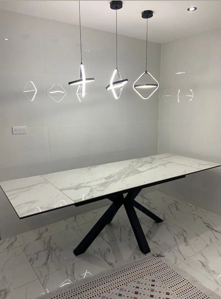 Phoenix 120-180cm White Ceramic Marble Extending Table