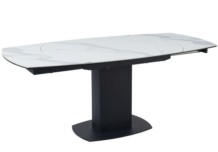 Ritz 120-180cm White Ceramic Marble Swivel Mechanism Extending Table
