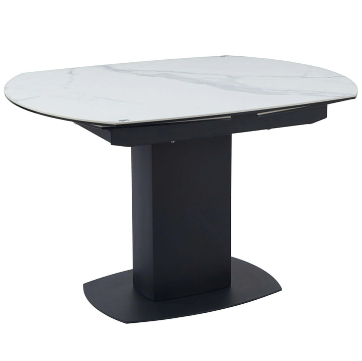 Ritz 120-180cm White Ceramic Marble Swivel Mechanism Extending Table