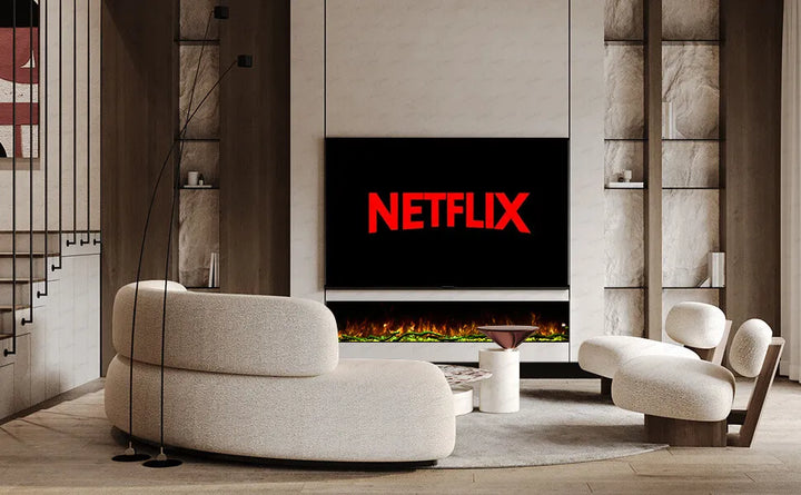 71 Inch HD 2024 Panoramic Slim Line Glass Front Borderless UHD Electric Fire HD+ 3D Effect