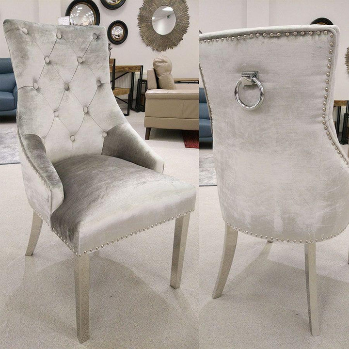 Arianna 200cm Grey Marble Dining Table + 4 Belle Velvet Dining Chairs + Bench-Esme Furnishings