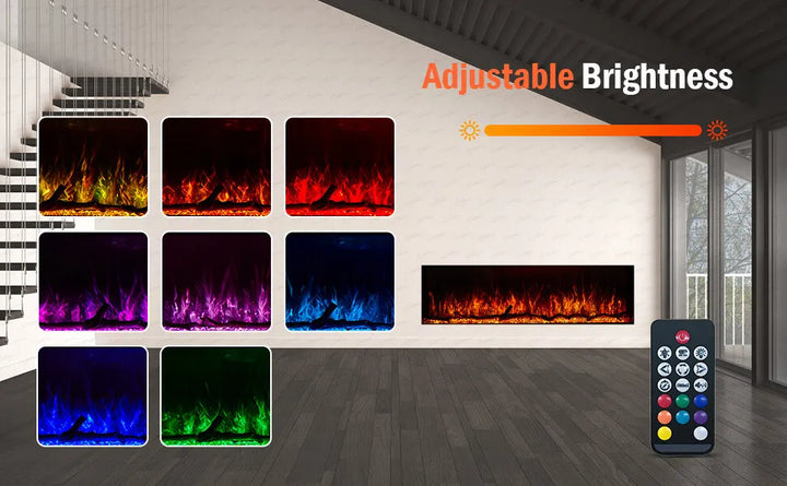80 Inch HD 2024 Panoramic Slim Line Glass Front Borderless UHD Electric Fire HD+ 3D Effect
