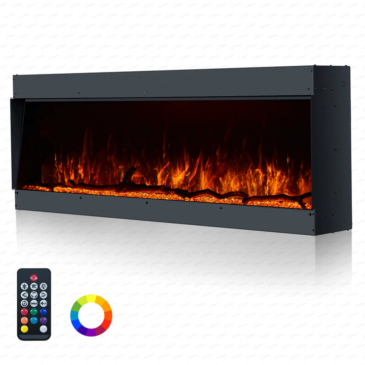 71 Inch HD 2024 Panoramic Slim Line Glass Front Borderless UHD Electric Fire HD+ 3D Effect