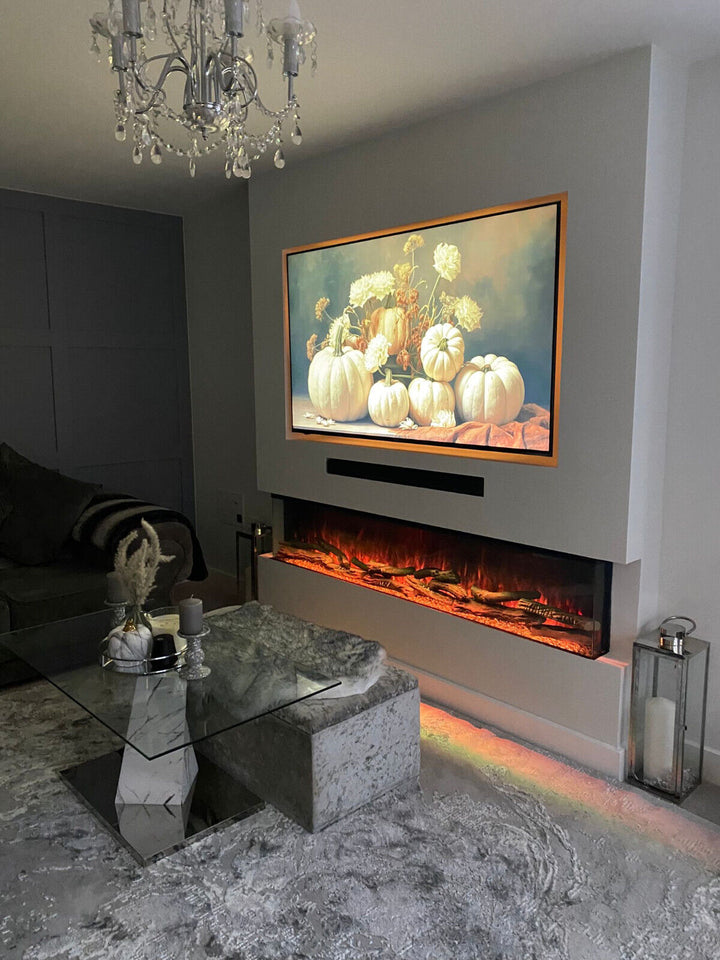 80 Inch HD 2024 Panoramic 3 Sided Glass WiFi Electric Fire HD+ 3D Effect