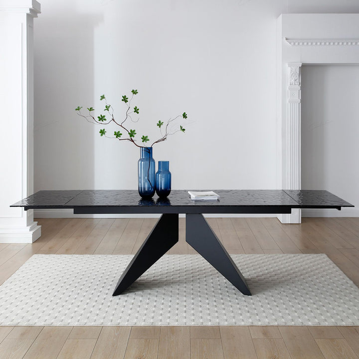 Silux Carbon Black Glass 180-260cm Extending Dining Table