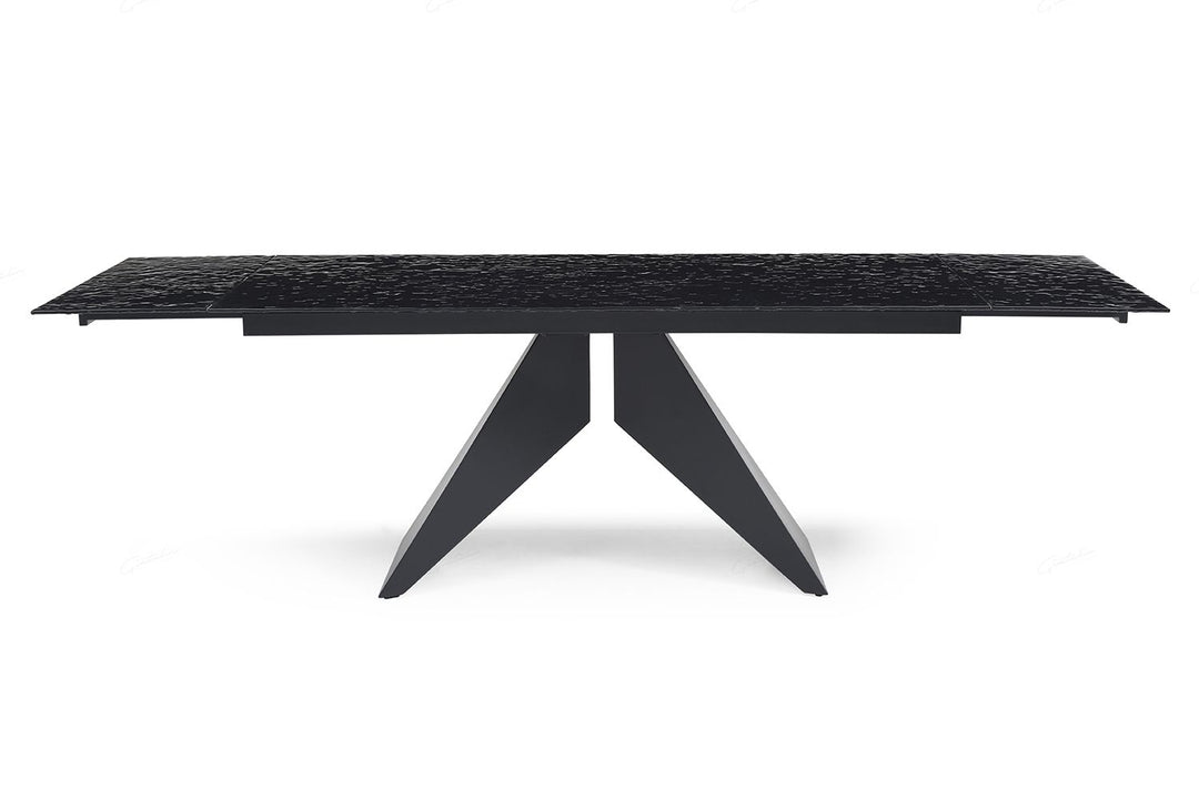 Silux Carbon Black Glass 180-260cm Extending Dining Table