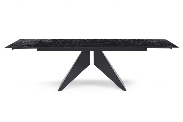 Silux Carbon Black Glass 180-260cm Extending Dining Table