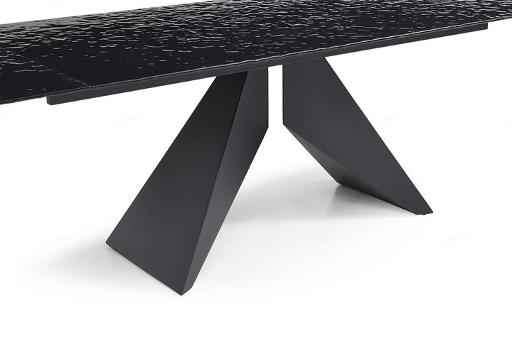 Silux Carbon Black Glass 180-260cm Extending Dining Table