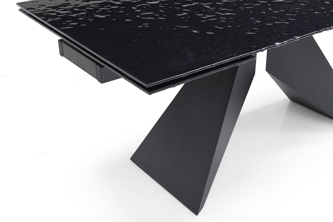 Silux Carbon Black Glass 180-260cm Extending Dining Table