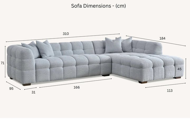 The Bubble Ivory White Boucle Fabric Left Hand Corner Tribeca Sofa - Esme Furnishings