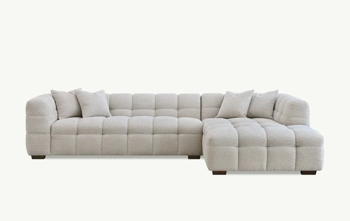 The Bubble Ivory White Boucle Fabric Left Hand Corner Tribeca Sofa - Esme Furnishings