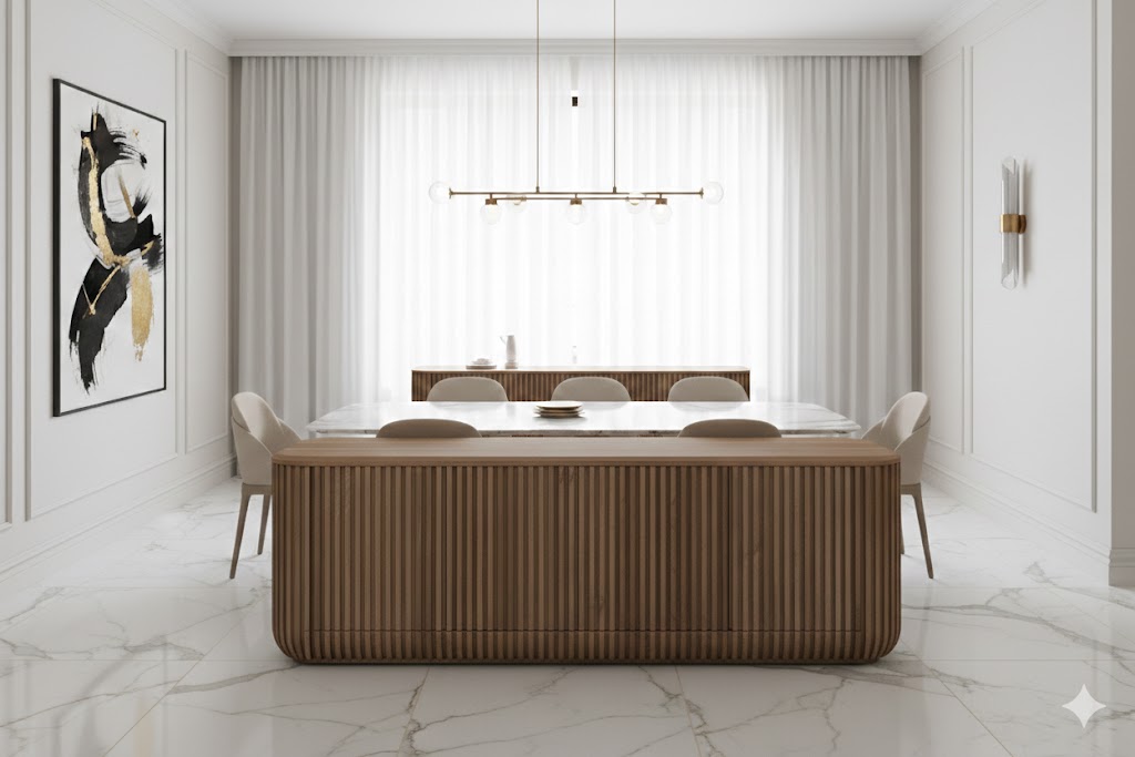 Berkeley Designs Jupiter Walnut Ribbed 4 Door Sideboard