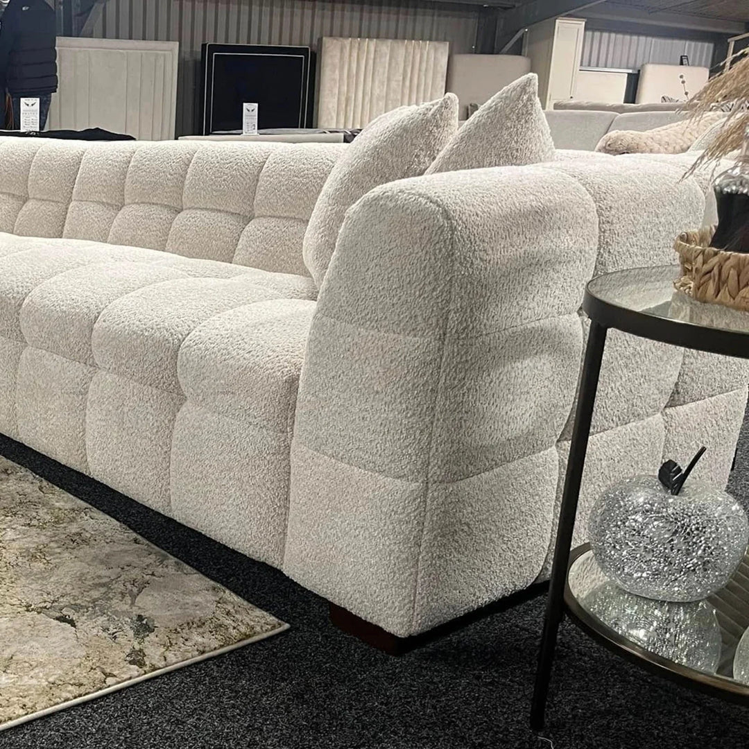 The Bubble Tribeca Ivory White Boucle 3 Seater Premium Sofa Boucle Fabric