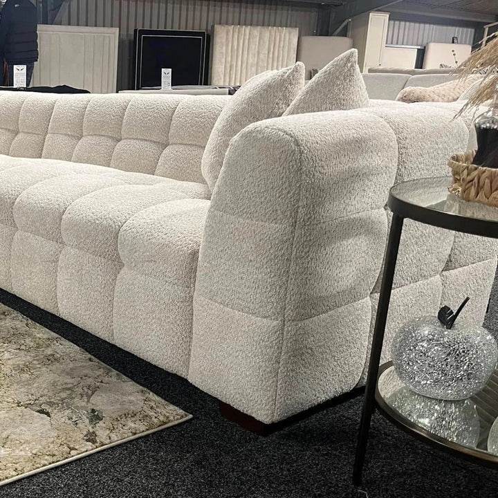 The Bubble Tribeca Ivory White Boucle 3 Seater Premium Sofa Boucle Fabric