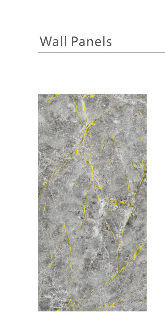Media Wall Panels Pack Of x4 Gold Grey Marble Veins PVC Waterproof Wall Panels 240x60cm